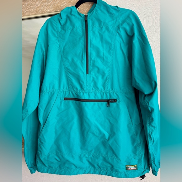 L.L. Bean Men’s Turquoise Windbreaker Anorak Jacket Vintage 90s Size Medium - Picture 1 of 10